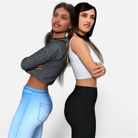 Cute Lesbian Couple Pose Set One For Genesis Female Daz Content By
