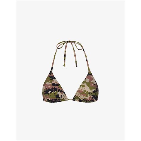 Skims Triangle Recycled Stretch Nylon Bikini Top In White Lyst