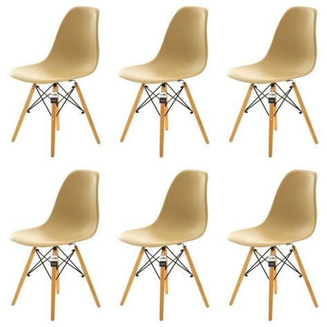 Kit Cadeiras Charles Eames Eiffel Dsw Nude Escuro Kza Bela MadeiraMadeira