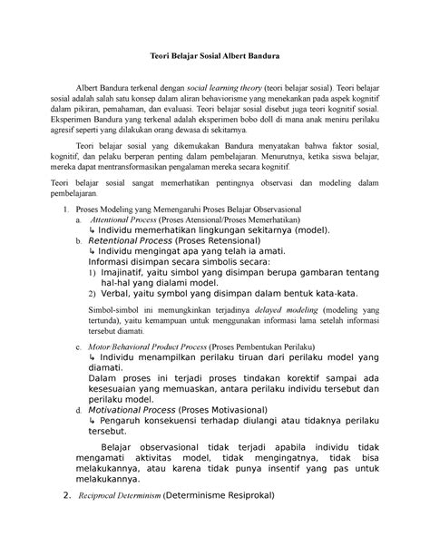 Teori Belajar Sosial Albert Bandura Teori Belajar Sosial Adalah Salah