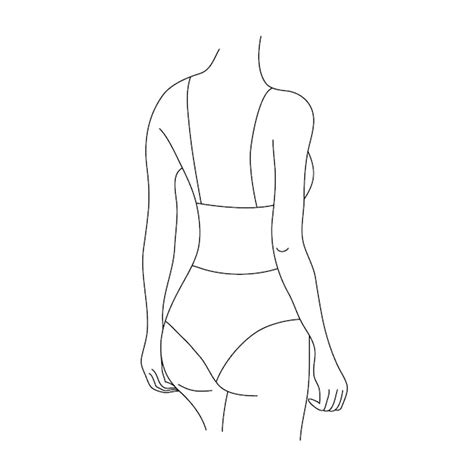 Ilustrações vetoriais de corpo de mulher bonita figura feminina linear minimalista lingerie