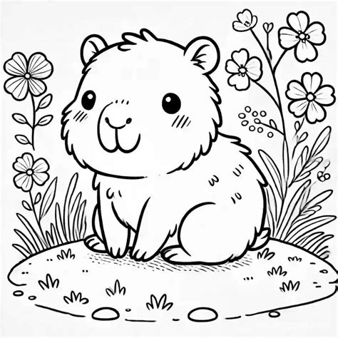 tranh   capybara cute chibi de thuong net dep cho