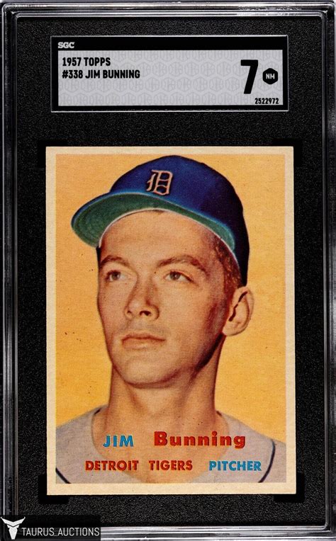 Topps Detroit Tigers Hof Jim Bunning Rookie Baseball Card Sgc