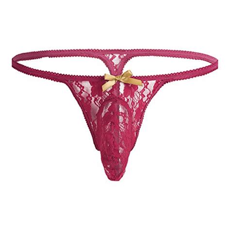 Buy Msemis Men S Floral Lace See Through Sissy Micro G String V String Bulge Pouch Bikini Briefs