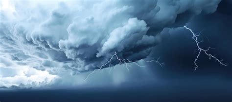 Dark stormy sky with lightning and stormy sea Lightning Strike on sky ...