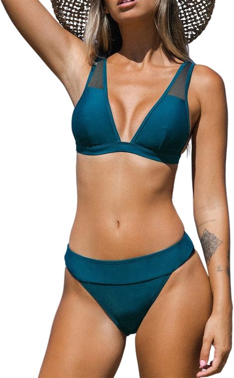 Amazon CUPSHE Bikini Set For Women Two Piece Swimsuits Mesh Adjustable Wide Straps Back