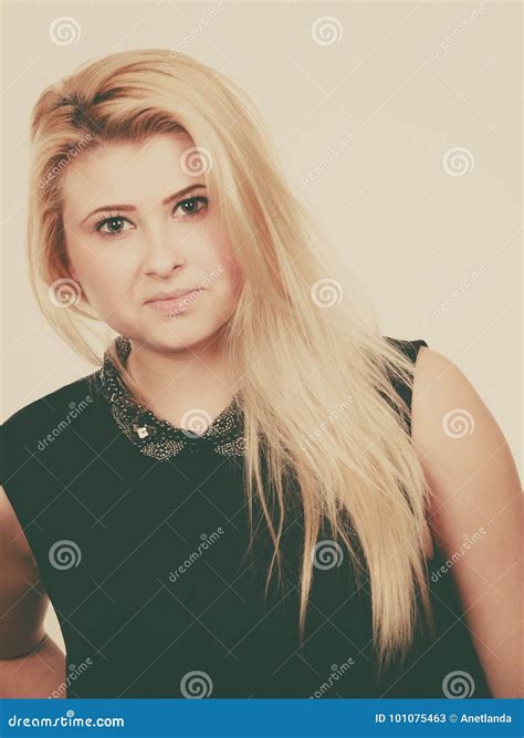 Portrait Of Happy Blonde Charming Woman Stock Image Image Of Attractive Hairstyle