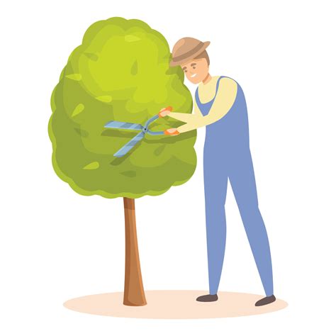 Farmer Tree Cutting Icon Cartoon Vector Garden Hedge 14371964 Vector
