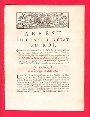 Arrest Du Conseil D Tat Du Roi Qui Ordonne Qu Compter De Il