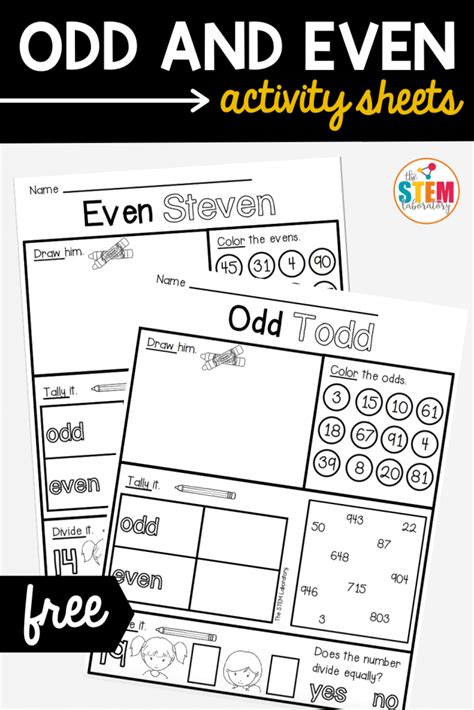 Odd and Even Activity Sheets - The Stem Laboratory