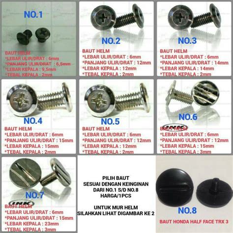 Jual Baut Dan Mur Helm Ink Kyt Bmc Mds Hiu Gm Nhk