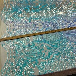 Princess Iridescent Sequins On A 4 Way Stretch Nude Mesh Fabric Sold By The Yard Etsy