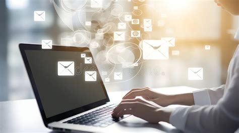 Businesswoman Sending Bulk E Mail Messages On Tablet Computer From Her