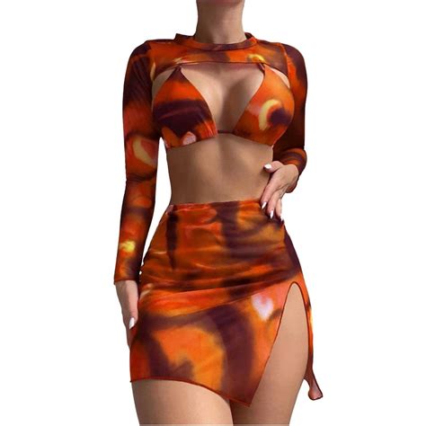 ANINEO Women Swimwear Sexy Backless Skirt Bikini Long Sleeve Smock Sun Beach Swimsuit Trendy