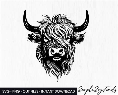 Highland Cow Svg Highland Cow Clipart Highland Cow Head Svg Etsy