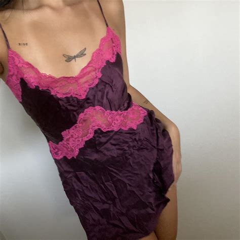 Vintage Lingerie Slip Plum Purple Hot Pink Depop