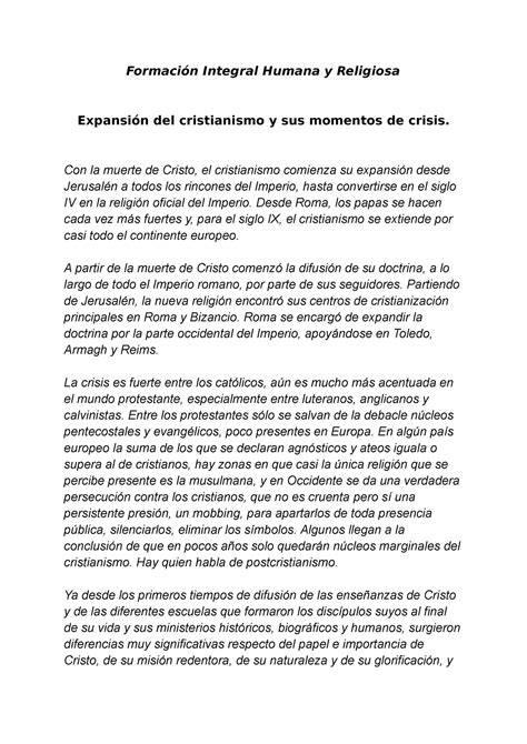 Expansión del cristianismo y sus momentos de crisis - Con la muerte de