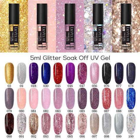 Lilycute 5ml Glitter Color Gel Nail Polish Glitter Sequin Varnish Semi