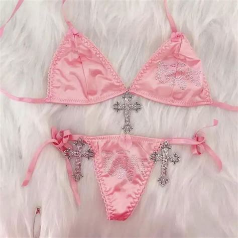 Pink Bra And Bikini Free Shipping Y2K Most Depop