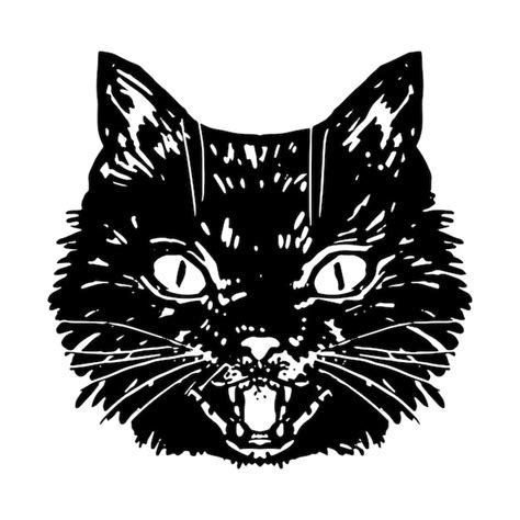 Premium Vector Angry Black Cat Face Hissing Cat Halloween Vector