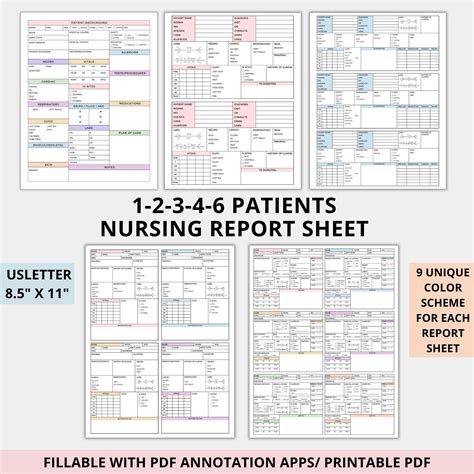 Nursing Report Sheet Multiple Patientsnurse Report Bundle Pdf6