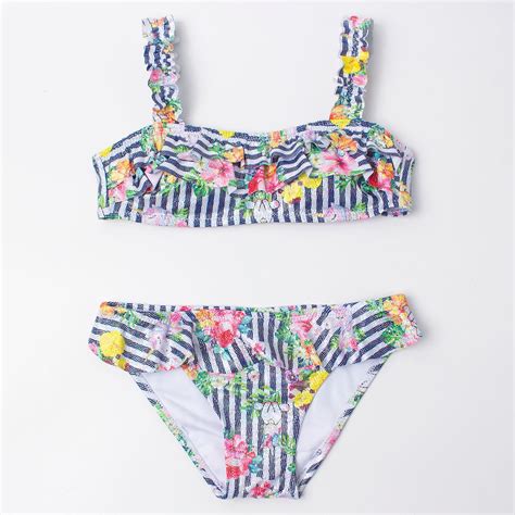 Atoguta Swim Suits For Girls Flower Dolphin Print Beach Ruffle Bikini Suit Multicolor Sizes T