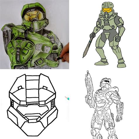 master chief drawing ideas draw master chief halo