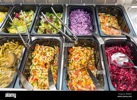 Colourful Salad Selection On A Buffet In A Restaurant Stock Photo Alamy