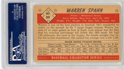 Bowman Color Warren Spahn Psa P Mcp