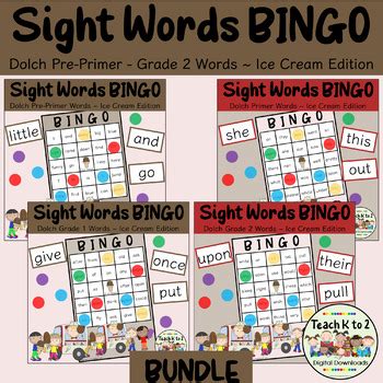 Dolch Sight Words BINGO BUNDLE Pre Primer To Grade 2 Intervention