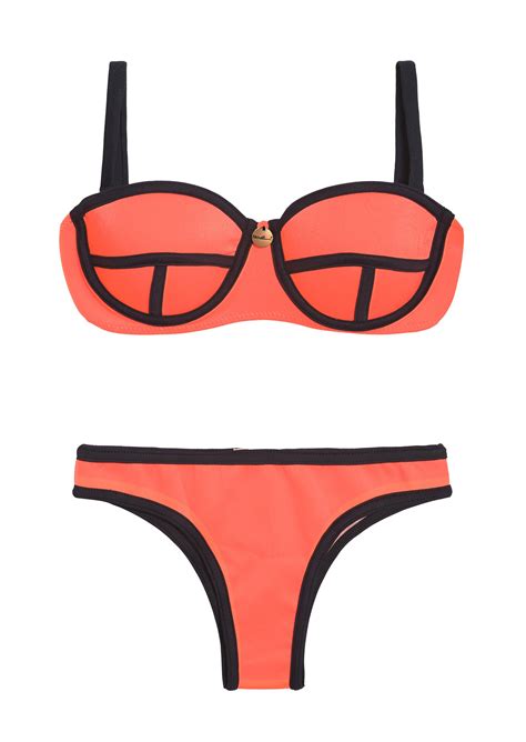New Beach Neon Coral Pink Underwire Balconette Bikini Rosa Fluor