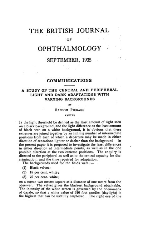 A Study Of The Central And Peripheral Light And Dark Adaptations With