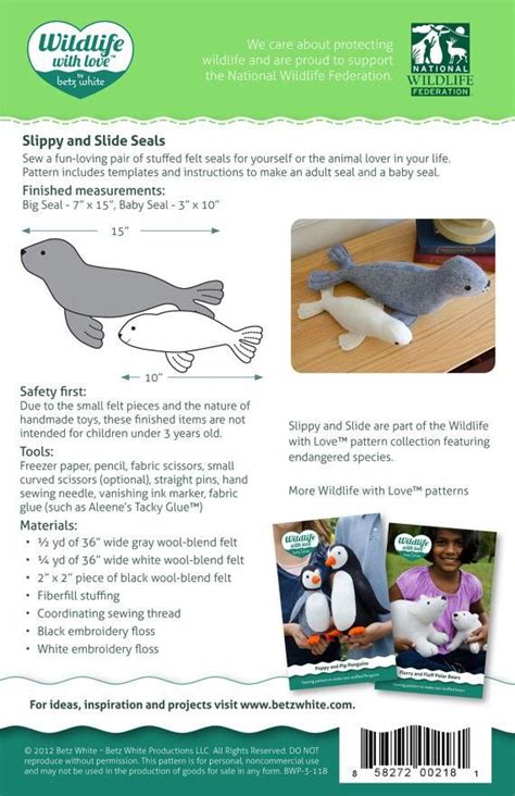 Slippy And Slide Stuffed Felt Seals Pdf Pattern Sewing Stuffed