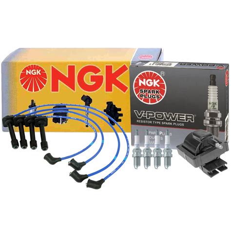 NGK HEI Ignition Coil Wires 4 V Power Spark Plugs Kit For Ford Probe