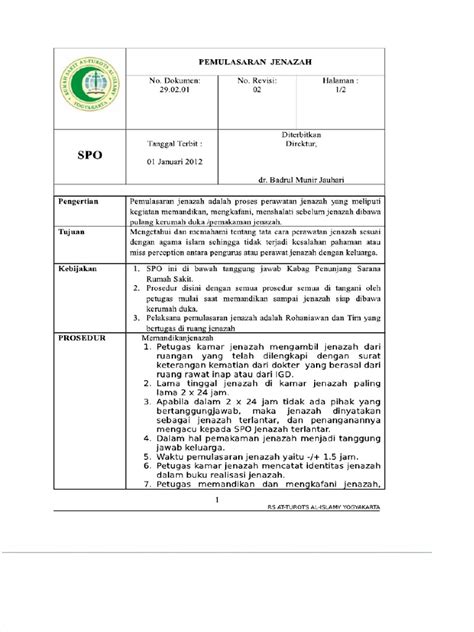 Sop Kamar Jenazah Pdf