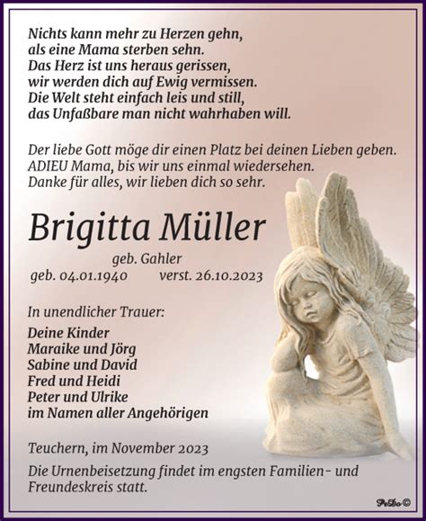 Traueranzeigen von Brigitta Müller abschied nehmen de