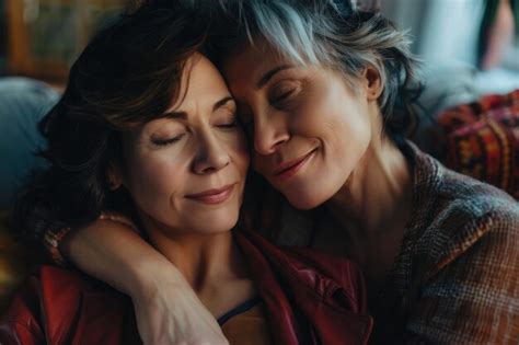 Loving Mature Woman And Her Adult Daughter Enjoying In Their Time Together Premium AI