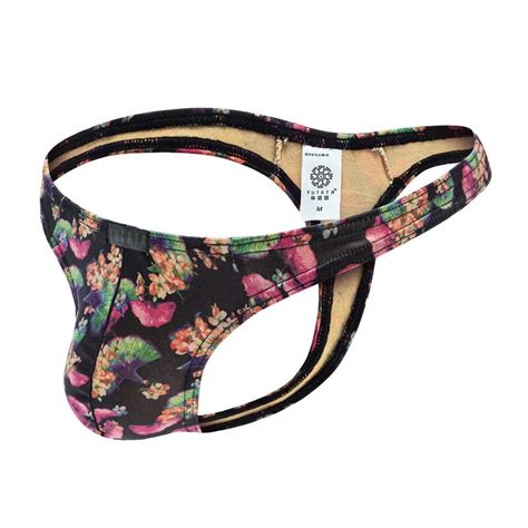 Sexy Men Bikini With Floral Pattern Rainbow Thongs