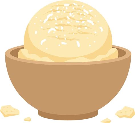 Flat Style Delicious Ice Cream Scoop With Toppings In Bowl Illustration
