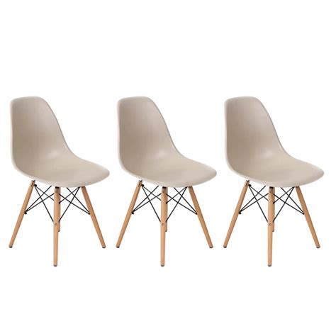 Conjunto Mesa De Jantar Redonda 3 Cadeiras Eames Nude E Preto