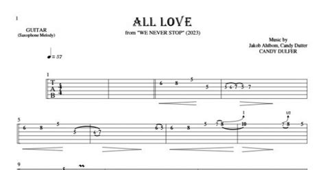 All Love - Tablature for guitar - melody line | PlayYourNotes