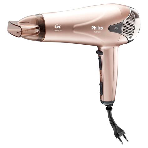 Secador De Cabelos 127v 2000w 2 Velocidades 3 Temperaturas Rosa Philco