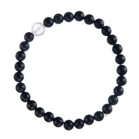 Bracciale Di Agata Nera Opaca E Quarzo Rosa Elastico Bracciali