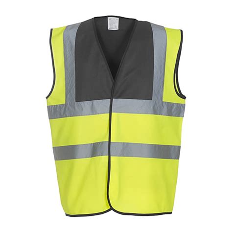 Gilet De S Curit Personnalis Bicolore Jaune Noir Bandes Taille