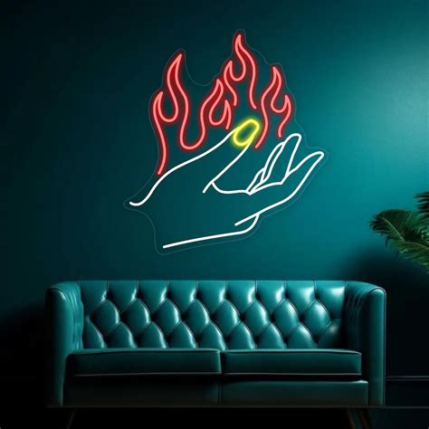 Fire Neon Sign Flame Led Light Sparky Neon