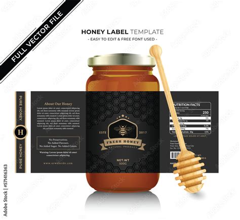 Honey Design And Natural Honey Label With Honey Vector New Honey Jar