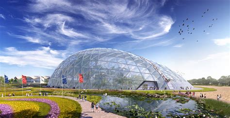 Grimshaw S Eden Project In Qingdao Takes Shape With Grand Biome Structure Archdaily