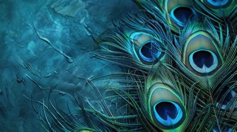 Elegant Peacock Feathers In Shades Of Blue And Green Wallpaper
