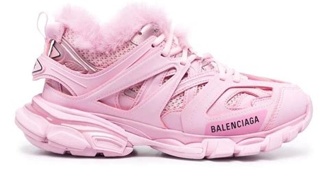 Balenciaga Track Faux Fur Sneakers Pink | Lyst