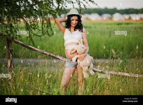 Pregnant Gorgeous Brunette Woman Stock Photo Alamy